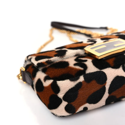 Fendi Calf Hair Leopard Print Mini Baguette Pink Brown 8 of 9