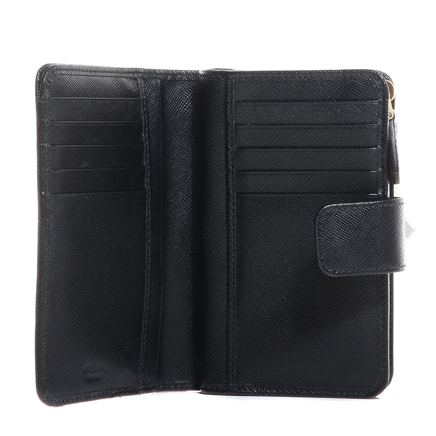 Prada Saffiano Metal Compact Wallet Black 9 of 9