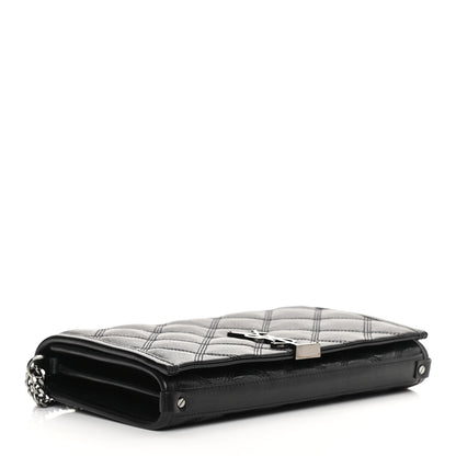 Saint Laurent Lambskin Diamond Quilted Becky Chain Wallet Black 4 of 11