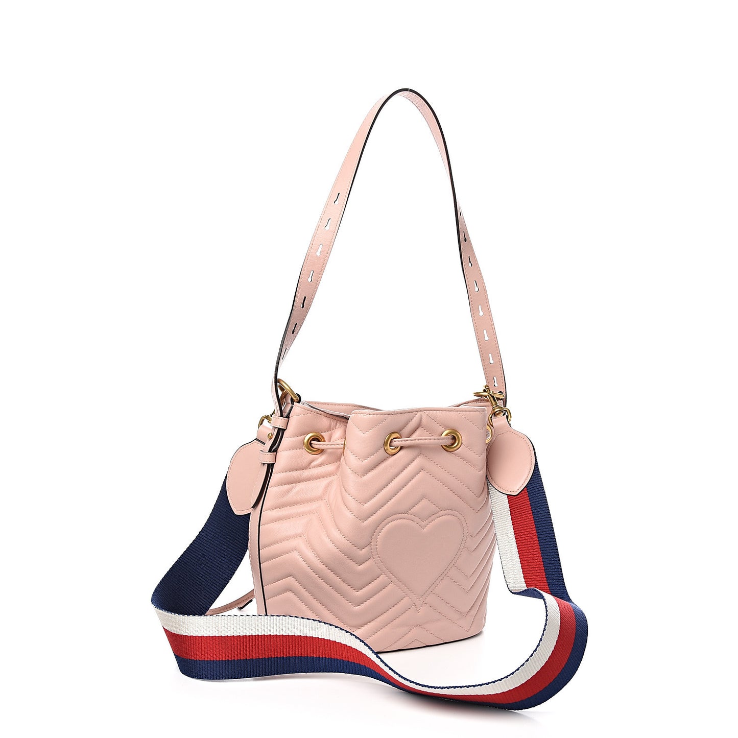 Calfskin Matelasse Sylvie Web GG Marmont Bucket Bag Perfect Pink