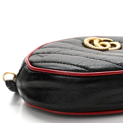 Gucci Azalea Calfskin Matelasse Diagonal Torchon GG Marmont Belt Bag 95 38 Black Romantic Cerise 9 of 11