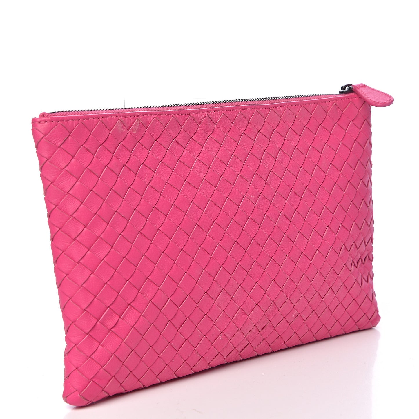 Nappa Intrecciato Medium Zip Pouch Rosa Shock