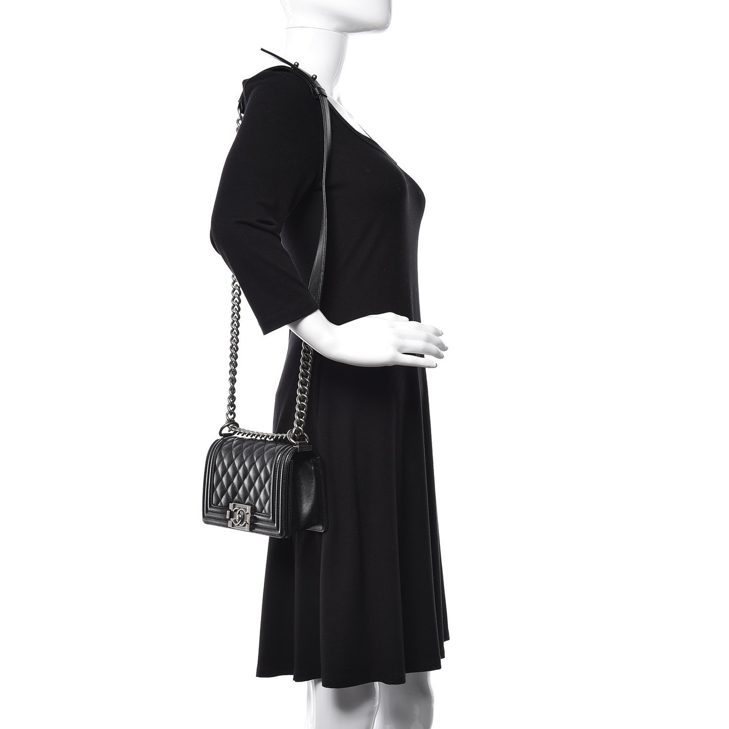 Caviar Quilted Small Boy Flap Black