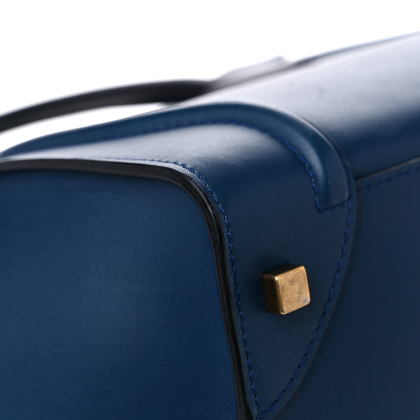 Smooth Calfskin Mini Bi-Color Luggage Ocean Blue
