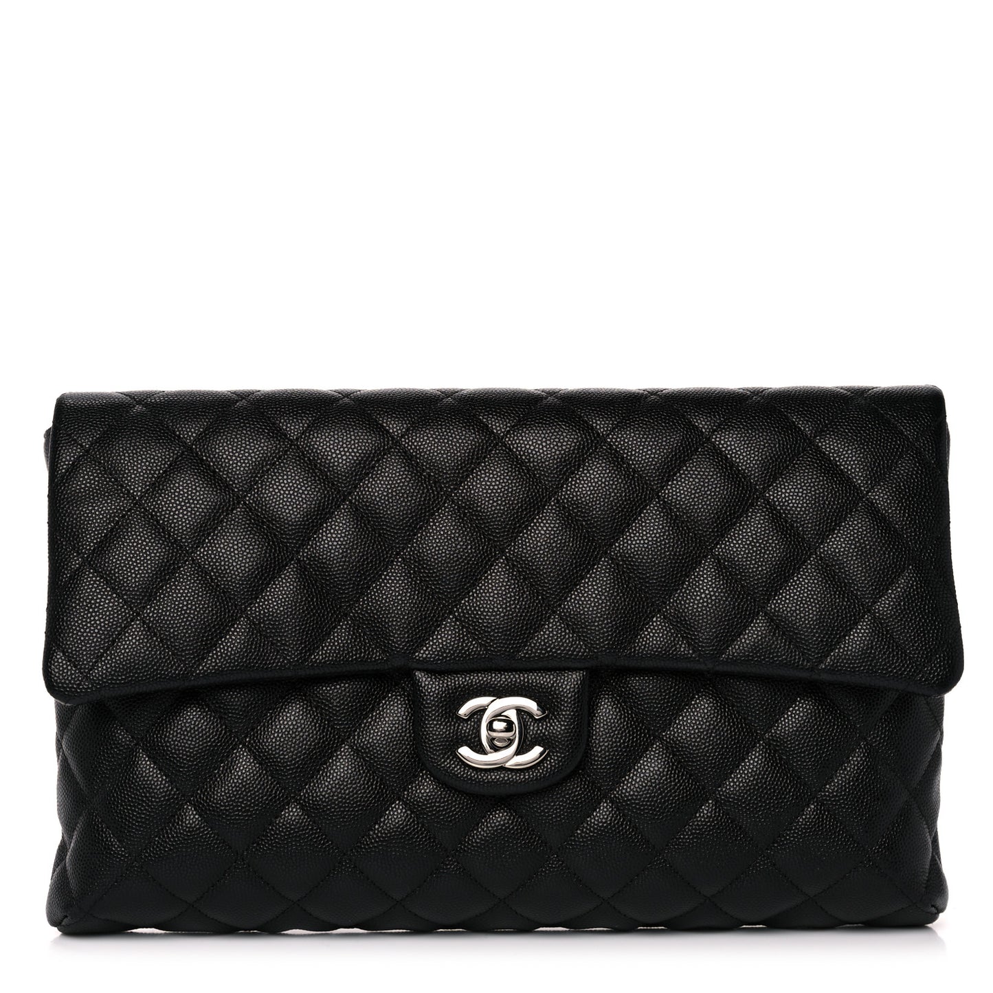 Caviar Quilted Flap Clutch Black