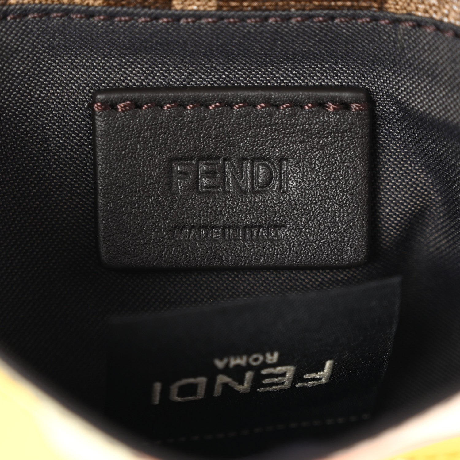 Fendi Glazed Fabric Vitello Liberty FF 1974 Logo Hairdo Girls Inlay Fold Over Card Holder Wallet Mogano Panna Multicolor 6 of 8