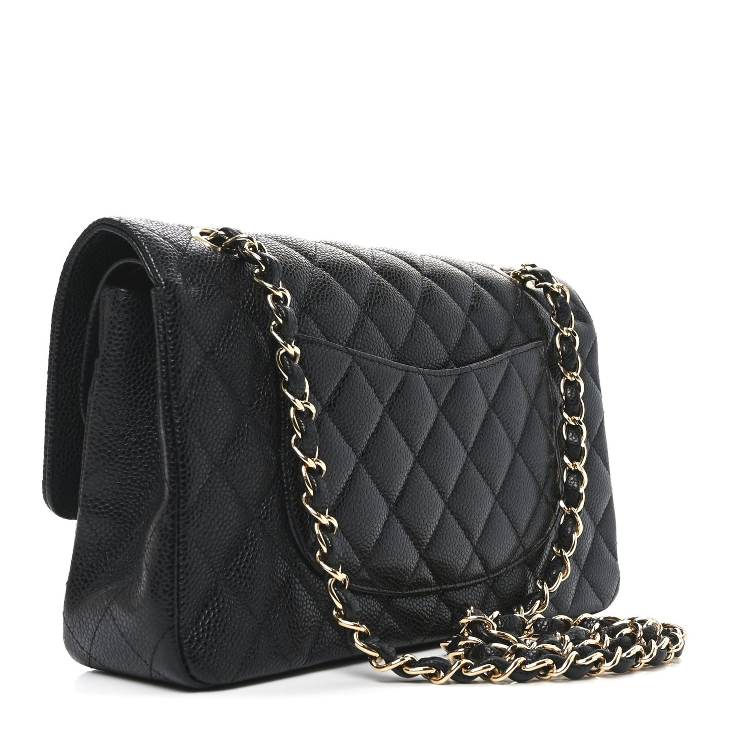 Caviar Quilted Medium Double Flap Black