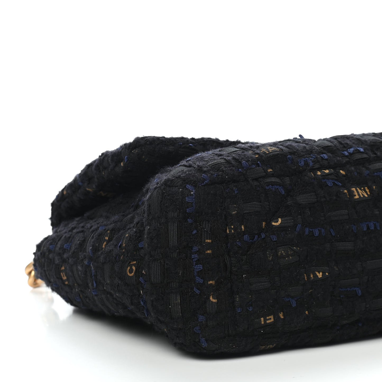 Tweed Quilted Large Chanel 19 Flap Black Navy Gold