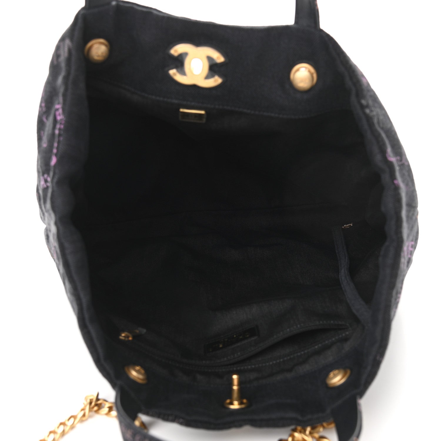 Chanel Denim Quilted Denim Mood Maxi Shopping Bag Black Multicolor 5 of 11