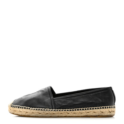 Saint Laurent Lambskin Monogram Espadrilles 37.5 Black 1 of 10