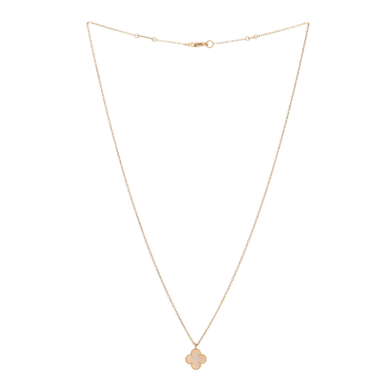 Van Cleef & Arpels 18K Yellow Gold Mother of Pearl Sweet Alhambra Pendant Necklace 2 of 3