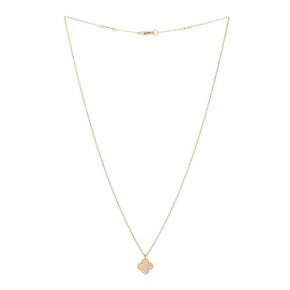 Van Cleef & Arpels 18K Yellow Gold Mother of Pearl Sweet Alhambra Pendant Necklace 2 of 3