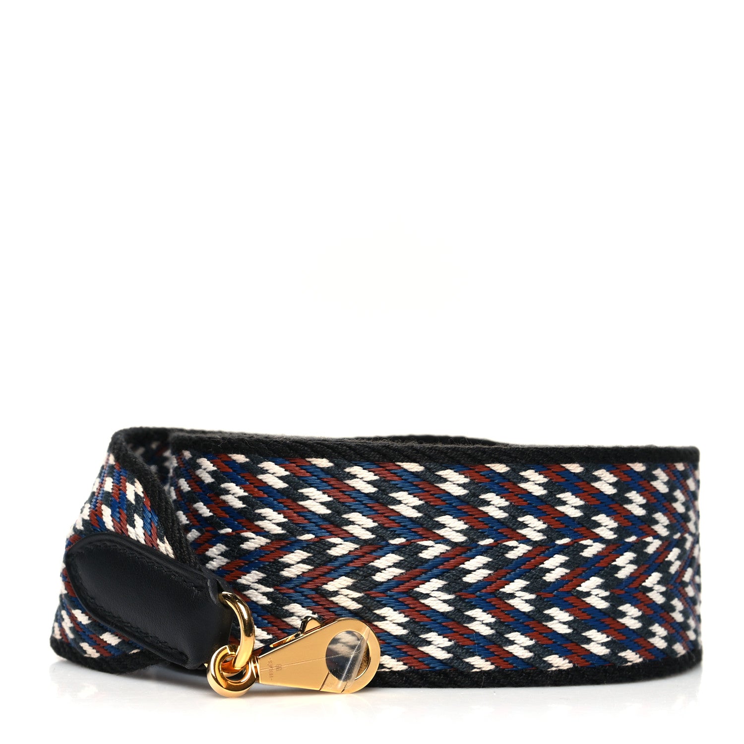 Hermes Toile Swift 50mm Sangle ZigZag Shoulder Strap Black White Deep Blue 1 of 5
