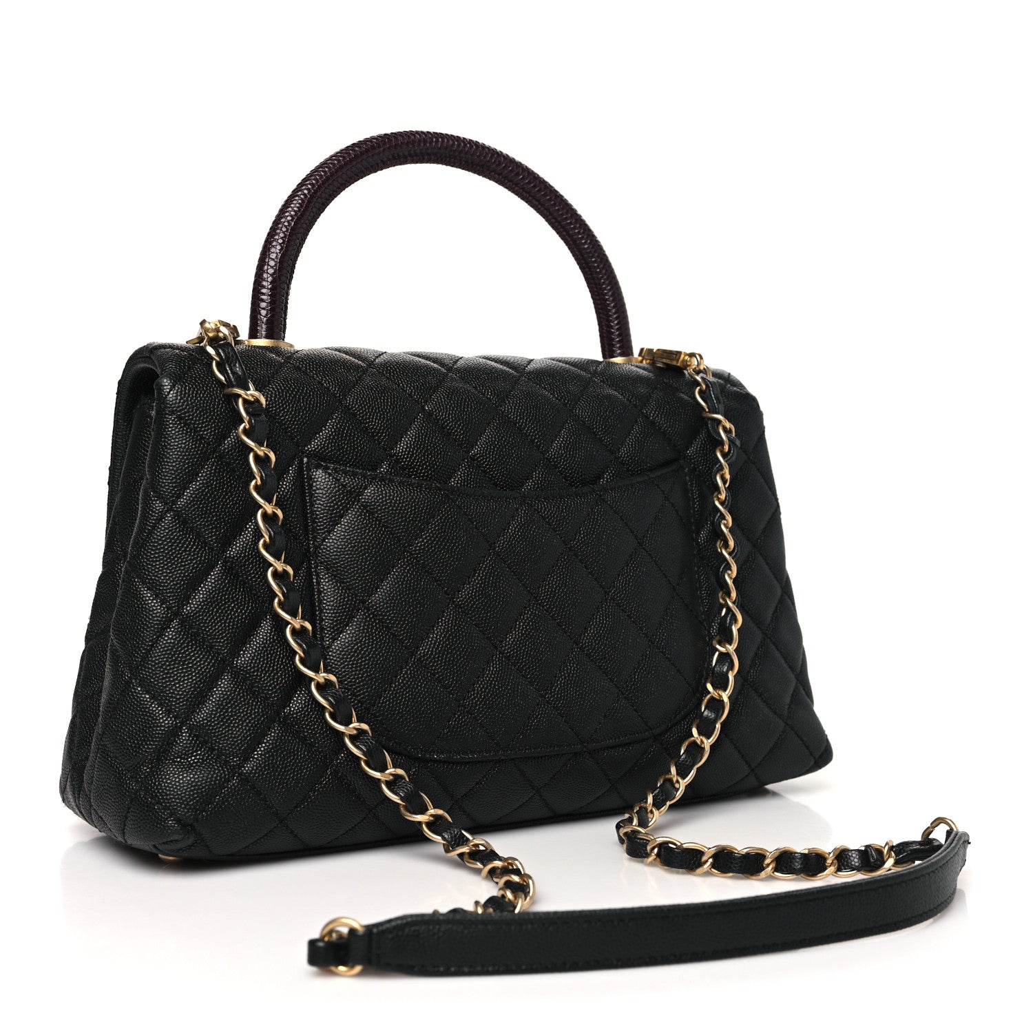 Chanel Caviar Lizard Embossed Quilted Small Coco Handle Flap Black 3 of 11