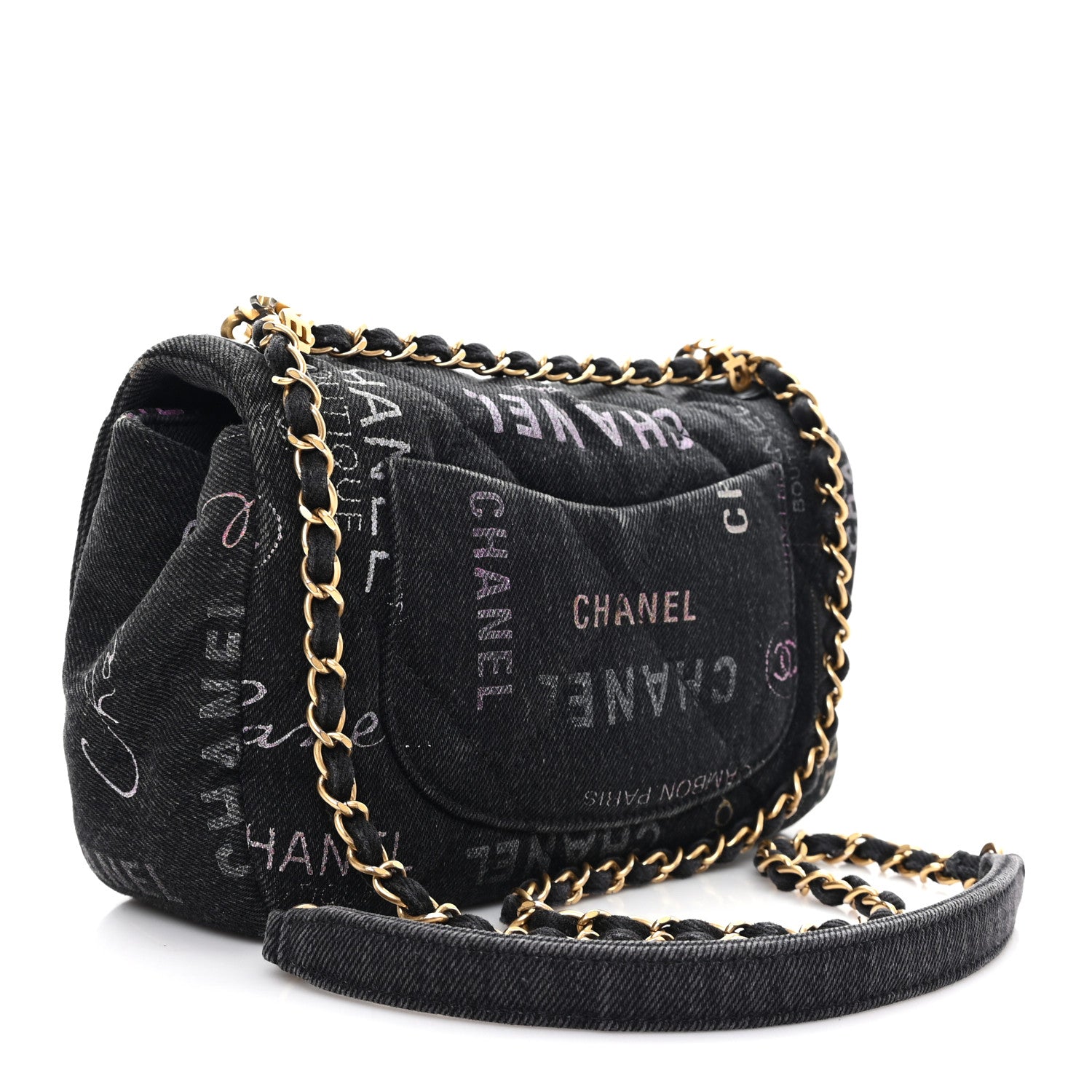 Chanel Denim Quilted Denim Mood Mini Rectangular Flap Black Multicolor 2 of 10