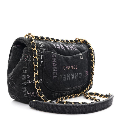 Chanel Denim Quilted Denim Mood Mini Rectangular Flap Black Multicolor 2 of 10