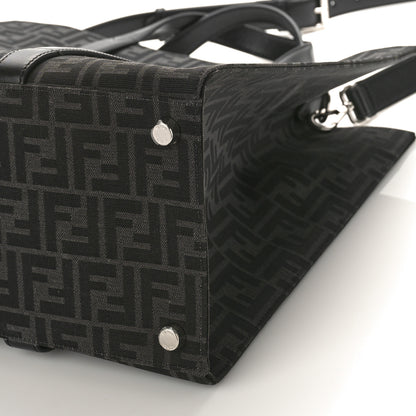 Fendi Recycled Fabric Jacquard Vitello Astro FF 1974 Shopping Tote Asfalto Black 8 of 8