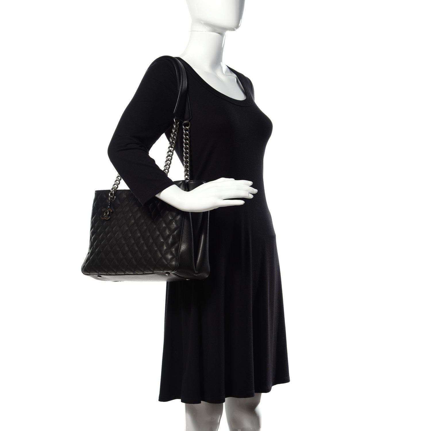 Chanel Caviar Quilted Medium Rock In Rome Tote Black 2 of 10