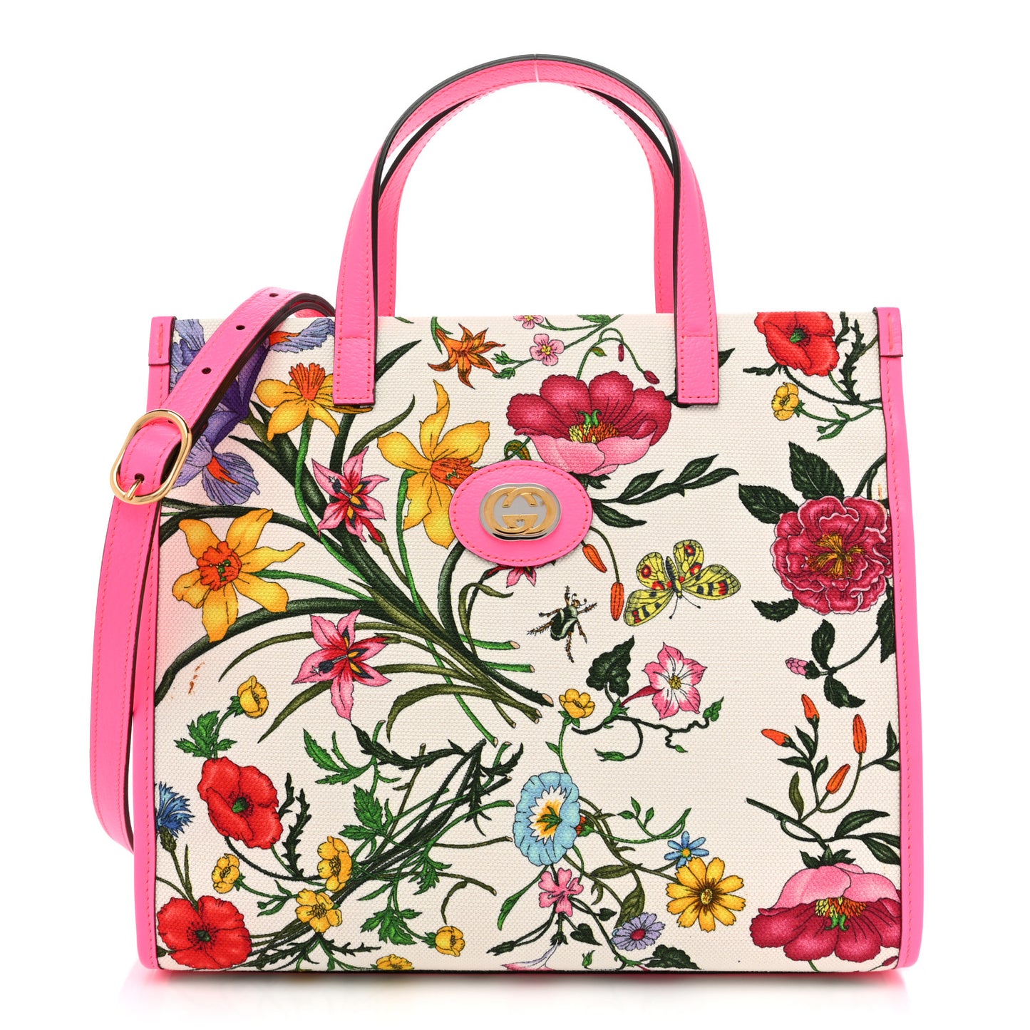 Canvas Medium Flora Tote Fuchsia
