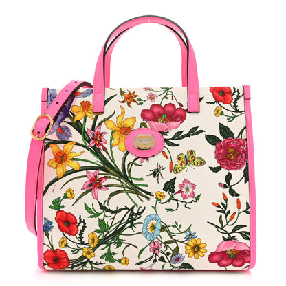 Gucci Canvas Medium Flora Tote Fuchsia 1 of 15