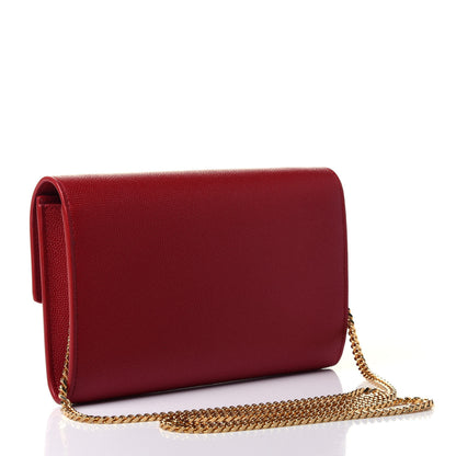 Saint Laurent Grain De Poudre Uptown Chain Wallet Red 2 of 4
