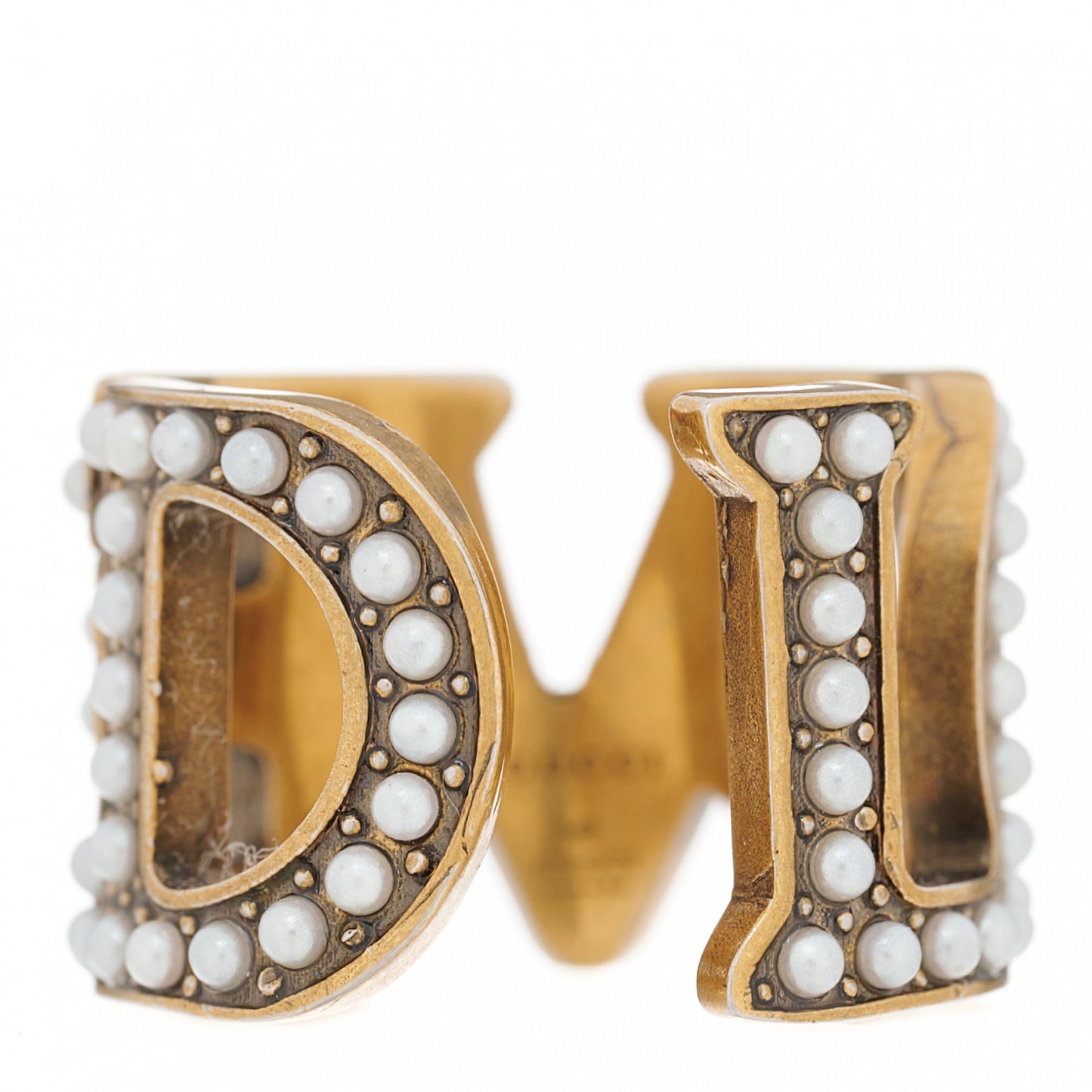Metal Pearl Loved Ring S Aged Gold