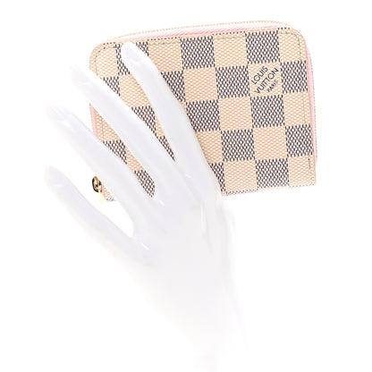 Louis Vuitton Damier Azur Zippy Coin Purse Rose Ballerine 2 of 7