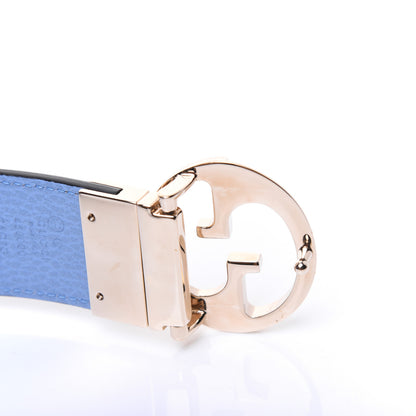Gucci Dollar Calfskin 1973 Reversible Belt 85 34 Black Mineral Blue 7 of 8