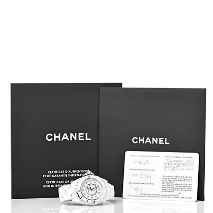 Chanel Stainless Steel Ceramic Diamond 33mm J12 Quartz Watch White 7 of 7