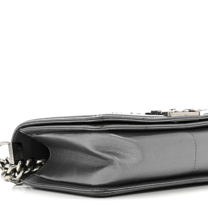 Chanel Tweed Metallic Lambskin Medium Boy Flap Silver 9 of 14