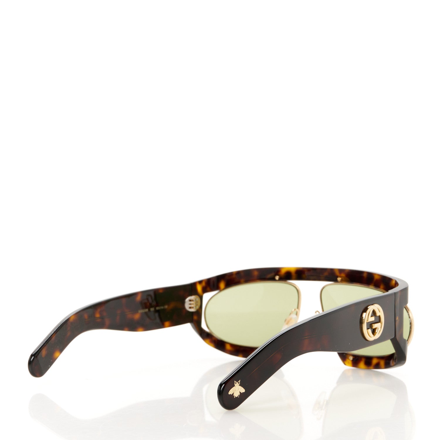 Gucci Oval Sunglasses GG0233S Tortoiseshell Avana Green 1661040