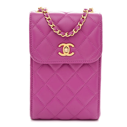 Chanel Lambskin Quilted Pearl Crush Phone Holder With Chain Purple 1 of 11
