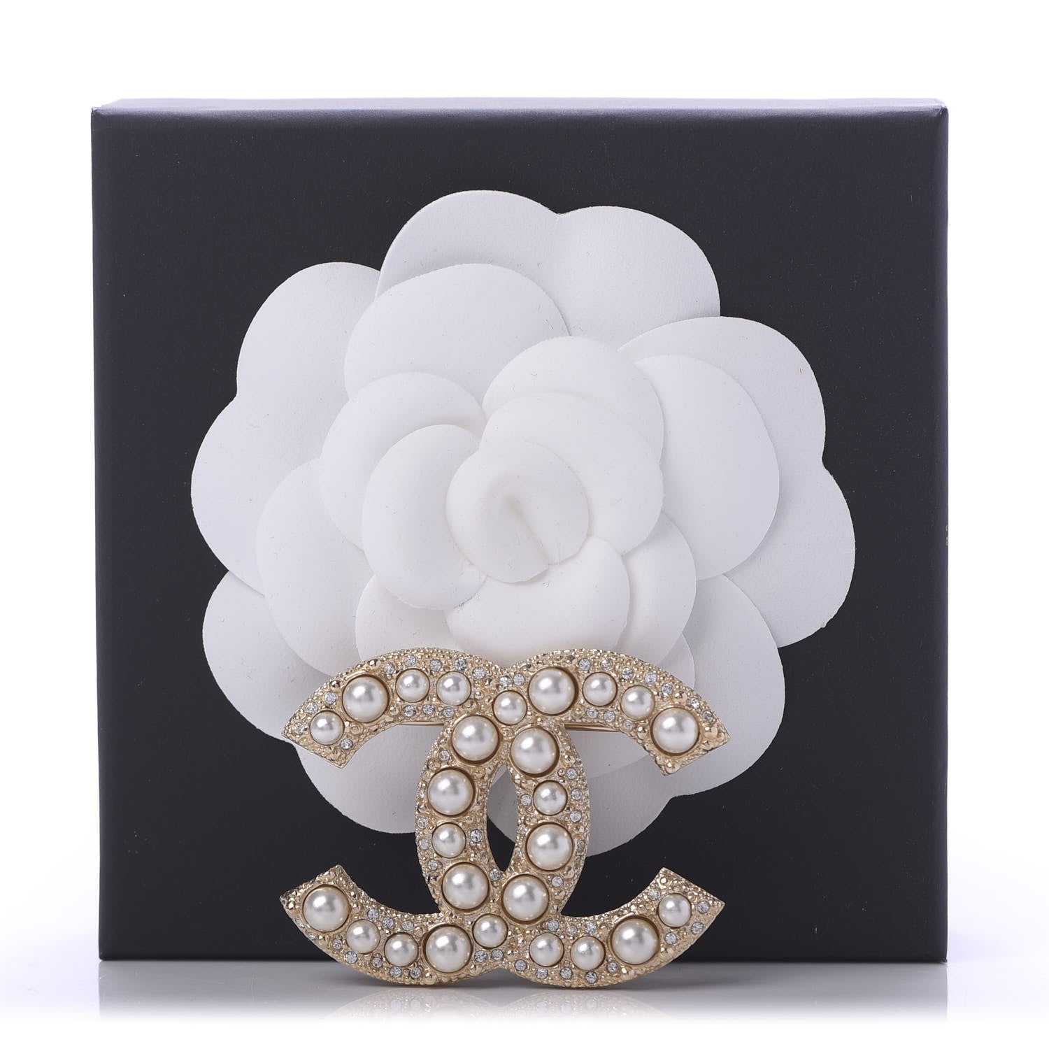Chanel Pearl Crystal CC Brooch Gold 5 of 5