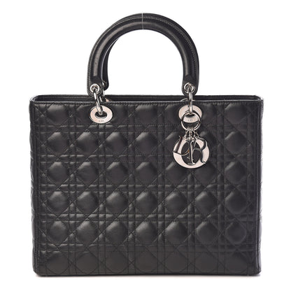 Christian Dior Lambskin Cannage Large Lady Dior Black 1 of 13