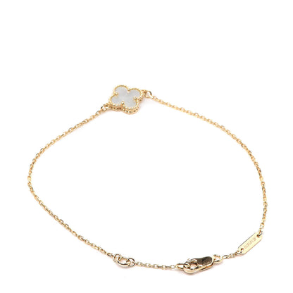 Van Cleef & Arpels 18K Yellow Gold Mother of Pearl Sweet Alhambra Bracelet 3 of 6