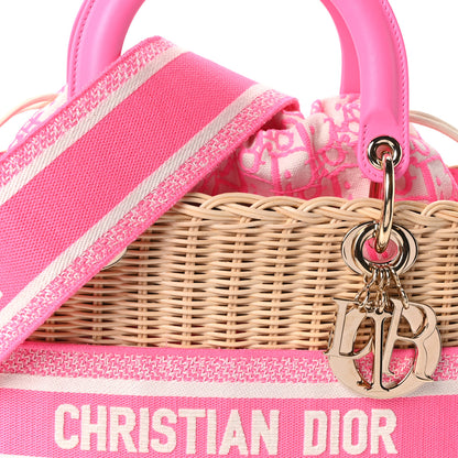 Christian Dior Wicker Oblique Medium Lady Dior Bag Fluorescent Pink 8 of 10