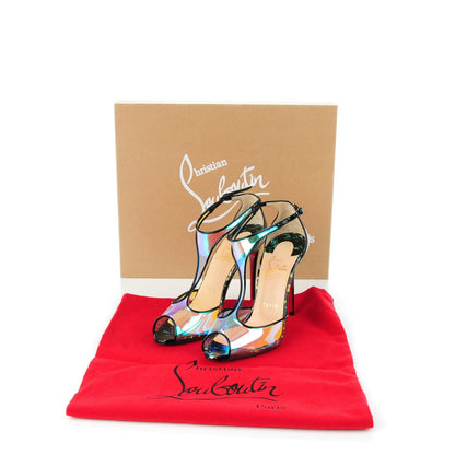 Christian Louboutin Disco Hologram PVC Patent Tiny 100 T-Strap Pumps 36 Black Multicolor 6 of 9