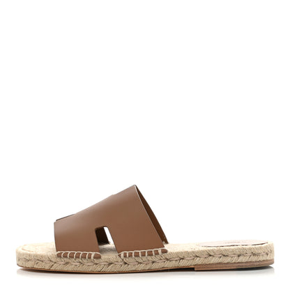 Hermes Calfskin Mens Antigua Espadrille Sandals 43 Naturel Safari 1 of 8