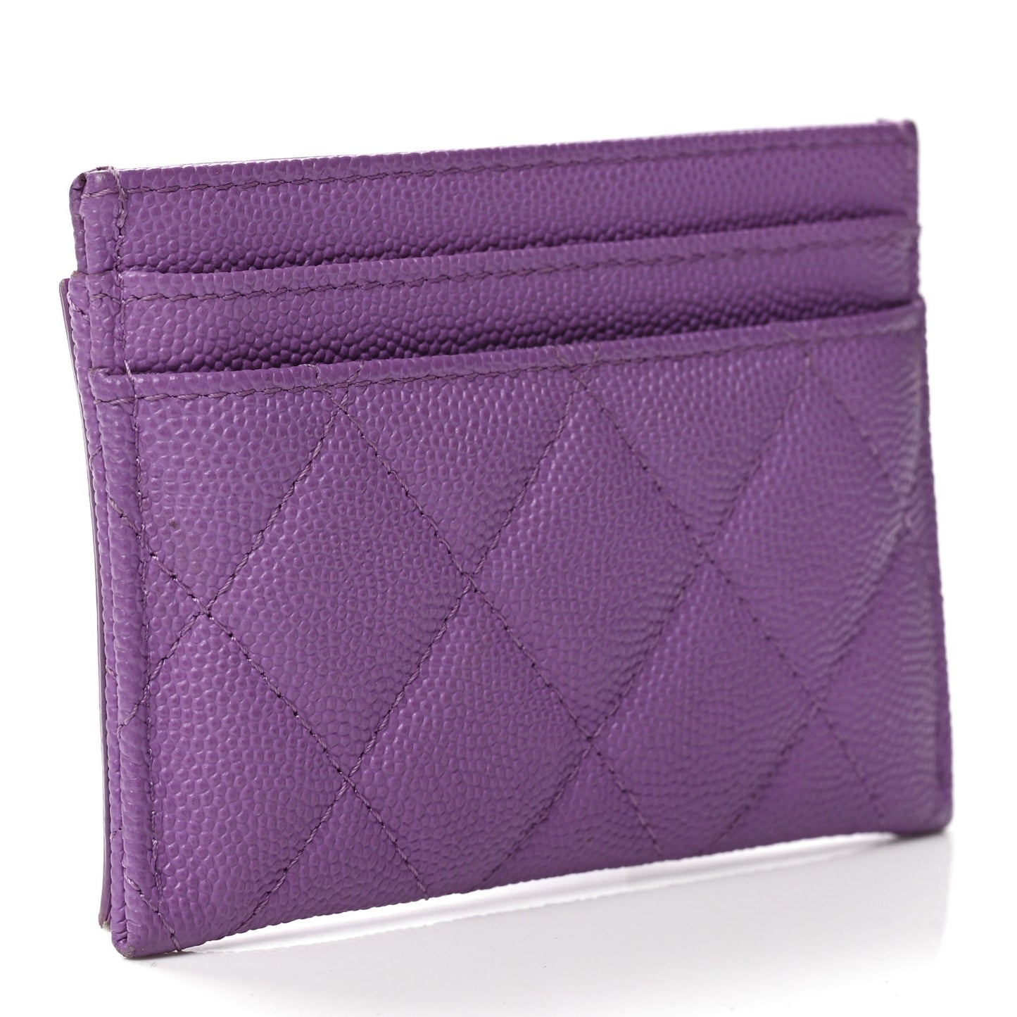 Caviar Quilted Filigree Card Holder Purple