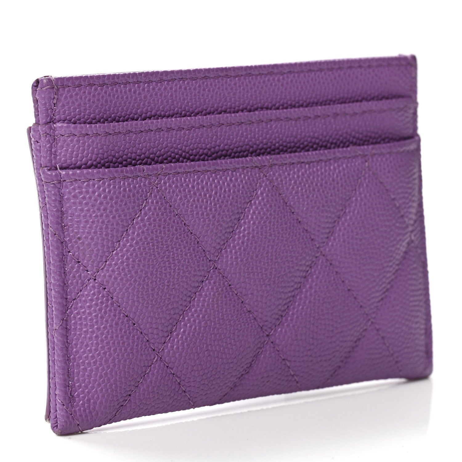 Chanel Caviar Quilted Filigree Card Holder Purple 3 of 9