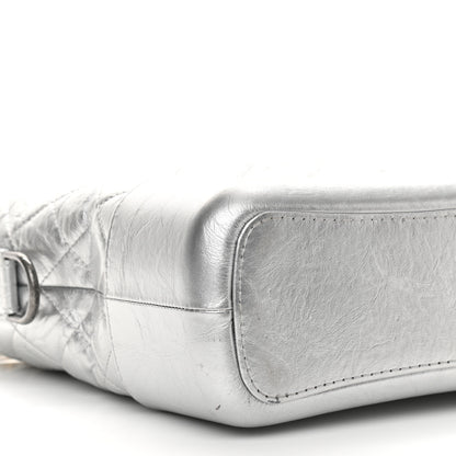 Chanel Metallic Lambskin Calfskin Quilted Medium Gabrielle Hobo Silver 9 of 13