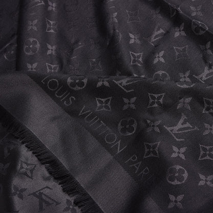 Louis Vuitton Silk Wool Monogram Shawl Anthracite 3 of 4