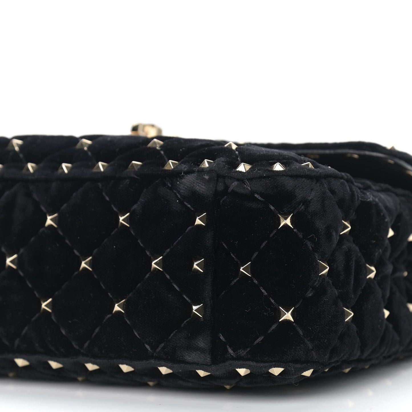 Velvet Medium Rockstud Spike Shoulder Bag Black