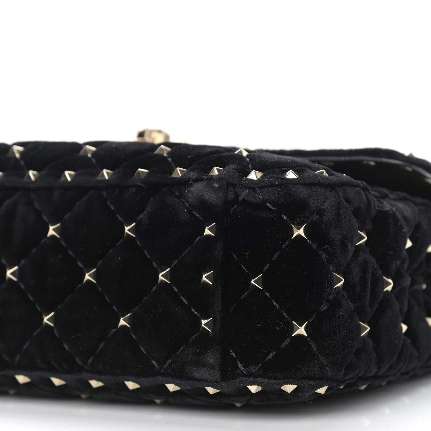 Valentino Garavani Velvet Medium Rockstud Spike Shoulder Bag Black 9 of 9