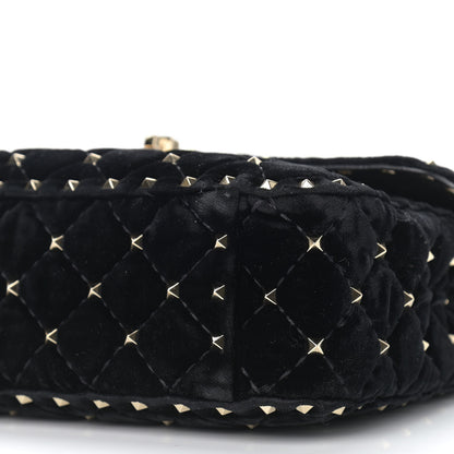 Valentino Garavani Velvet Medium Rockstud Spike Shoulder Bag Black 9 of 9