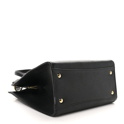 Salvatore Ferragamo Grained Calfskin Double Handle Small Amy Tote Black 4 of 9
