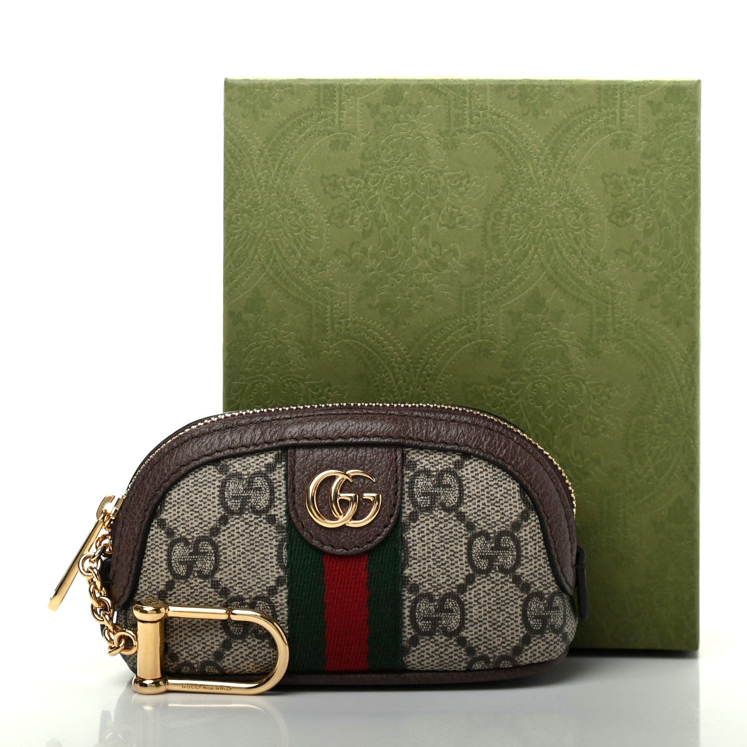 Gucci GG Supreme Monogram Web Ophidia Dome Key Pouch Beige New Acero 8 of 8