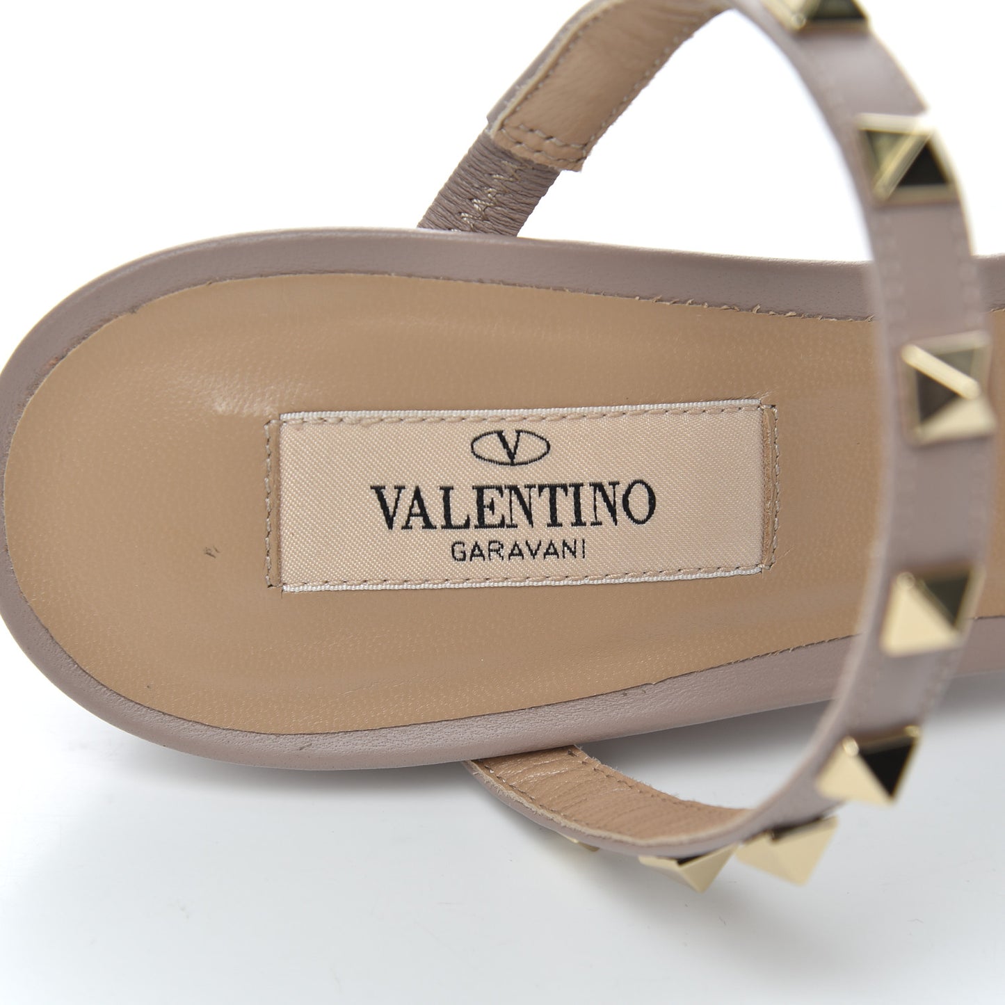 Calfskin Rockstud Wedge Slide Sandals 38.5 Poudre