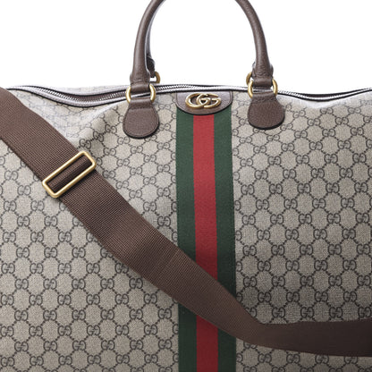 Gucci GG Supreme Monogram Textured Dollar Calfskin Web Large Savoy Duffle Bag Beige Ebony New Acero 7 of 9