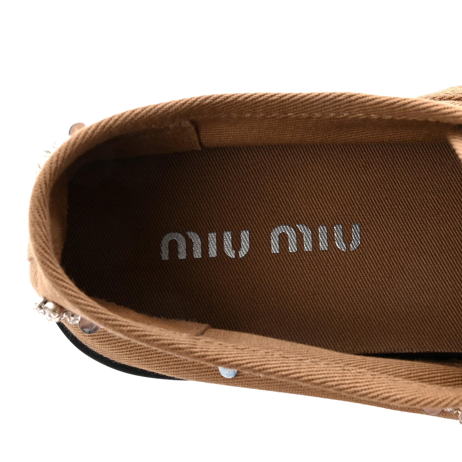 miu miu フラットシューズ ベージュ・ブラウン 371/2 Miu Miu Embroidered Canvas Drill Sneakers 39 Malt Beige 1906867
